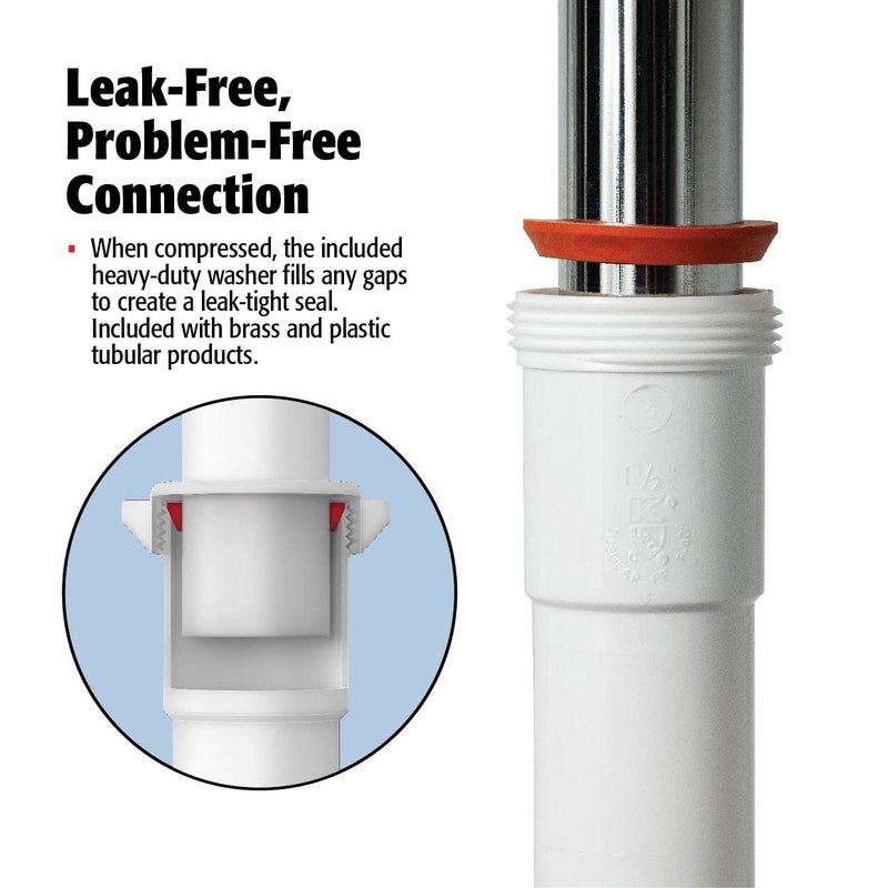 Plumb Pak 125A-16WK End Outlet Continuous Waste Direct Connect, 1.5 x 16 Inch, White - Image 5